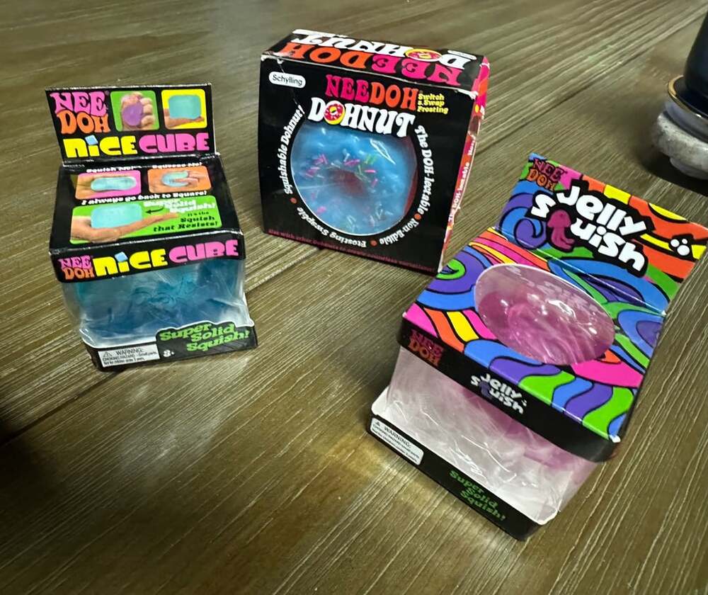 Schylling NeeDoh Fidget Toy Lot of 3 Nice Cube Dohnut Jelly Squish